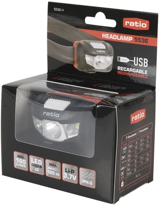 Linterna frontal LED RATIO recargable Headlamp 5536